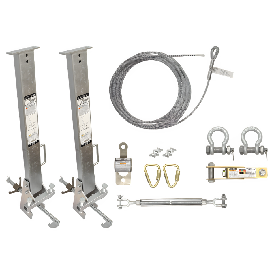 Beam Stanchion Temporary HLL System - 60ft - 4" to 18" Beam Clamps - FallTech