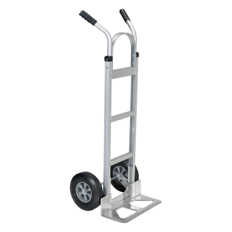 500 Lb. Aluminum Dual Handle Hand Truck with Aluminum Plate and Hard Rubber Wheels – DHHT-500A-ANP-HR – Vestil