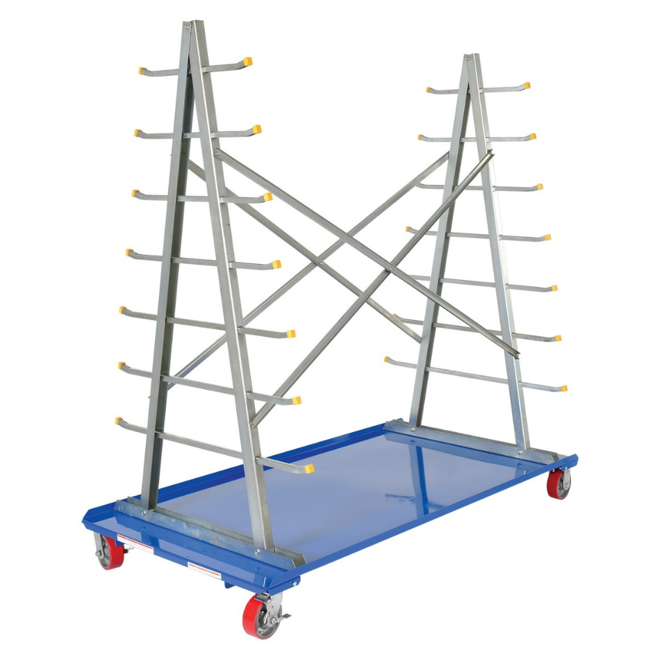 2,000 lb Steel A-Frame Rack Cart with Poly-On-Steel Casters – AFSR-3672 – Vestil