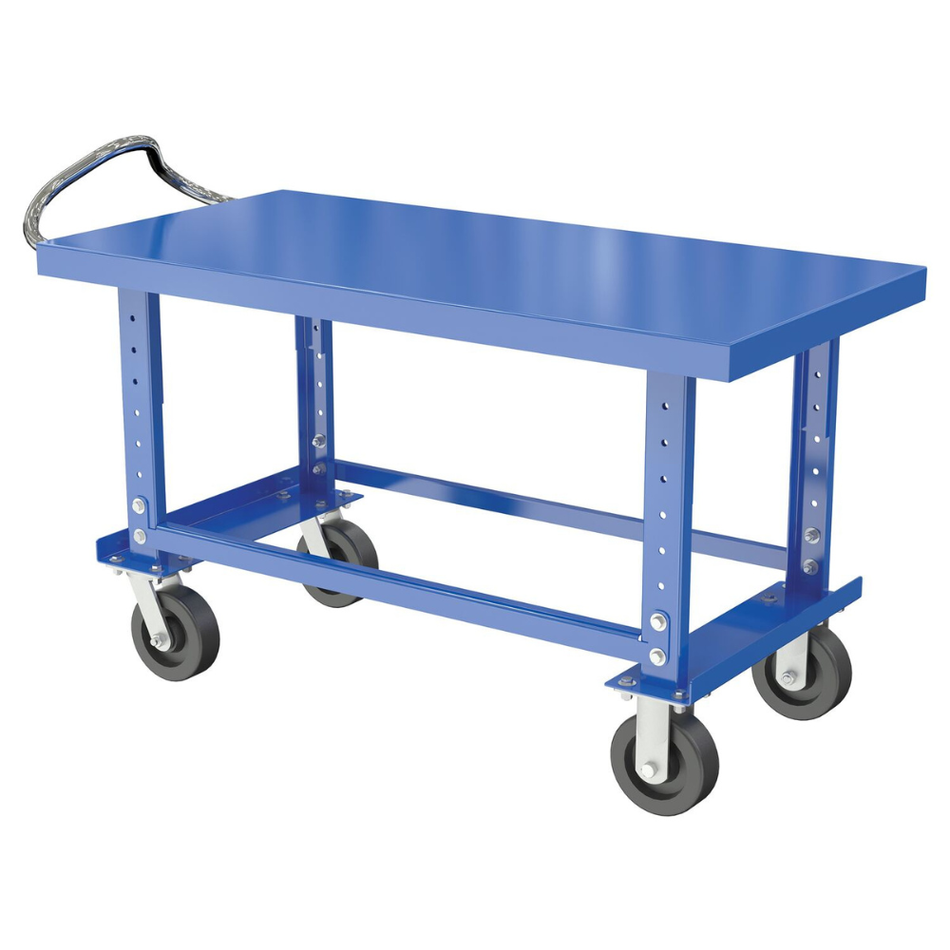 2,000 Lb Steel Adjustable Single-Shelf Cart With Mold-On-Rubber Casters – AHC-1-2448-MR – Vestil