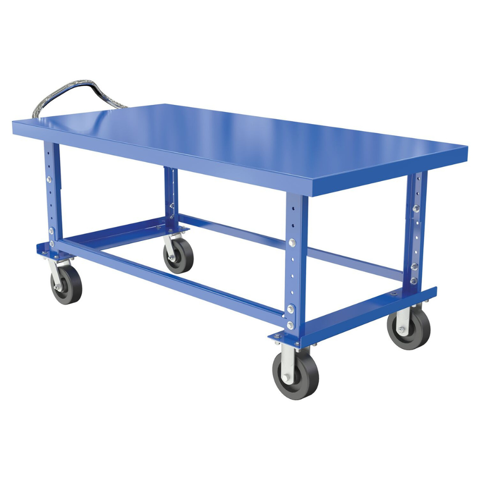 2,000 Lb Steel Adjustable Single-Shelf Cart With Mold-On-Rubber Casters – AHC-1-3060-MR – Vestil