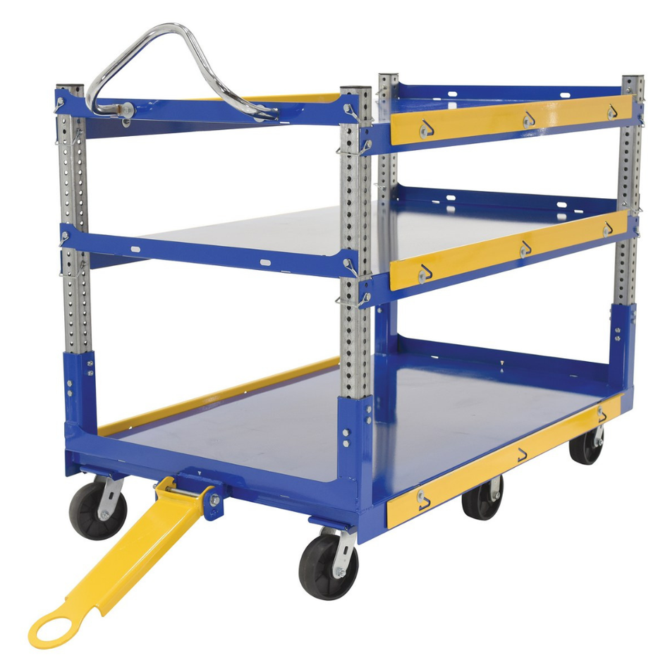 3000 Lb. Steel Ergo Cart with Adjustable Shelves and Glass-Filled Nylon Casters – AEC-3660-3-GFN – Vestil