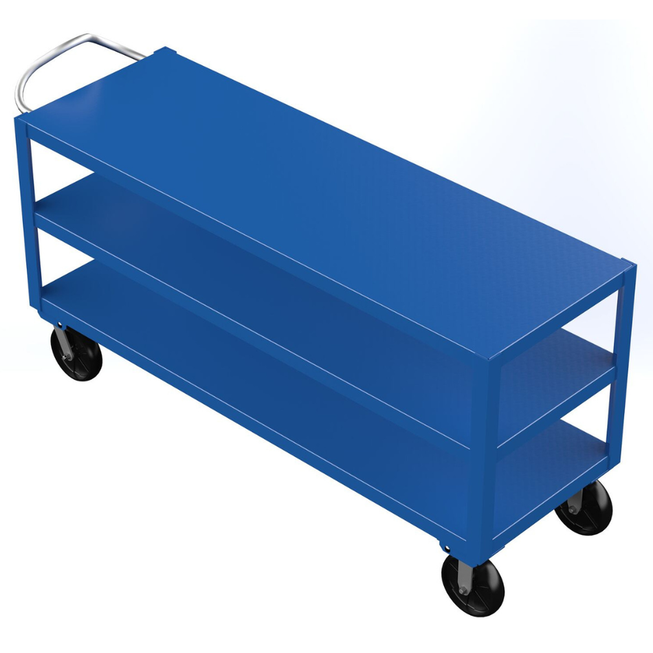 4000 Lb Steel Heavy Duty 3-Shelf Ergo Handle Cart with GFN Casters – DH-PH4-2472-3 – Vestil