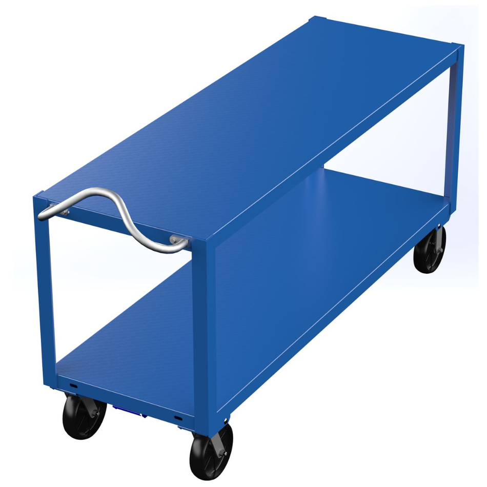 4000 Lb Steel Heavy Duty 2-Shelf Ergo Handle Cart with GFN Casters  – DH-PH4-2472 – Vestil