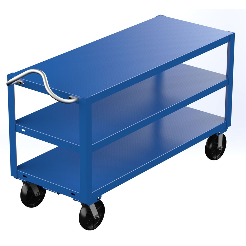 4000 Lb Steel Heavy Duty 3-Shelf Ergo Handle with GFN Casters – DH-PH4-2460-3 – Vestil