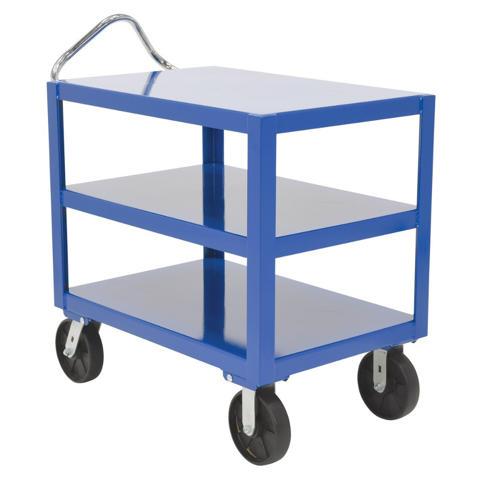4000 Lb Steel Platform Heavy Duty 3-Shelf Ergo Handle Cart with GFN Casters – DH-PH4-2436-3 – Vestil
