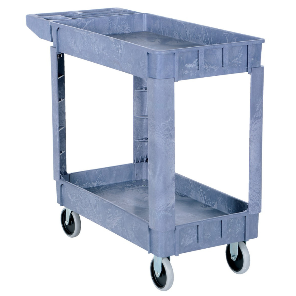 550 Lb. Plastic Utility Service Cart with 2 Shelves – PLSC-2-1731 – Vestil