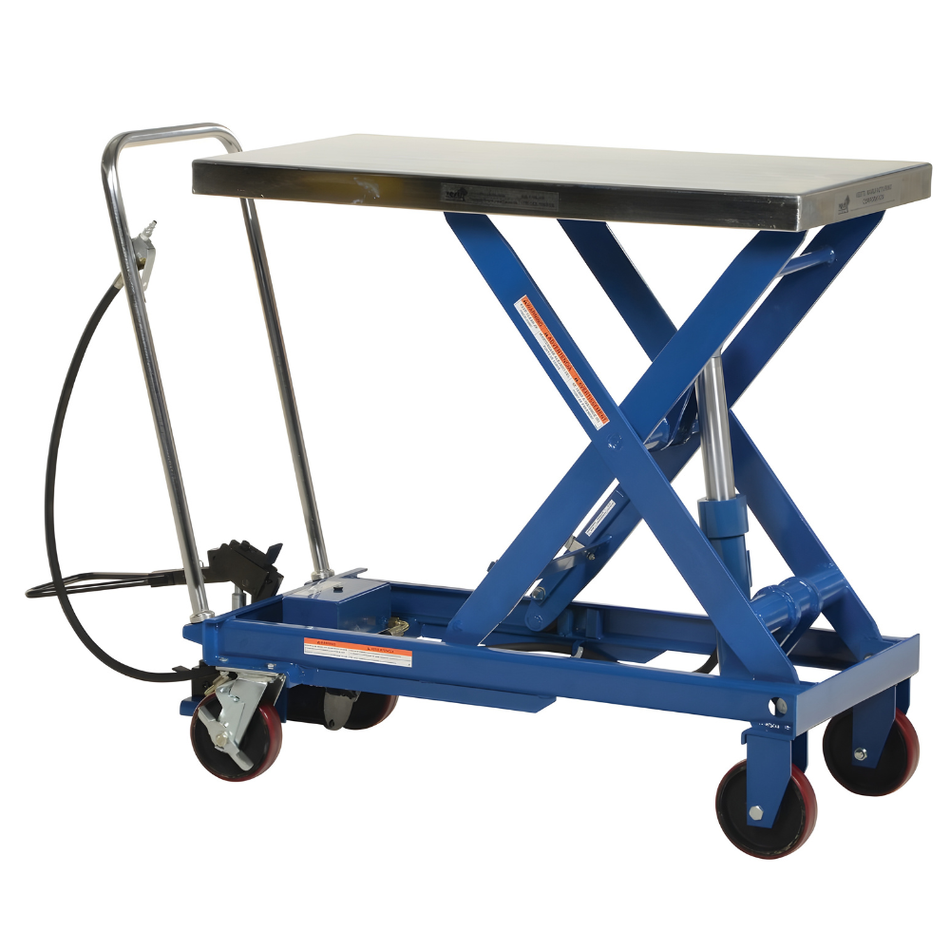1,750 Lb. Carbon Steel Air/Hydraulic Scissor Lift Cart – AIR-1750 – Vestil