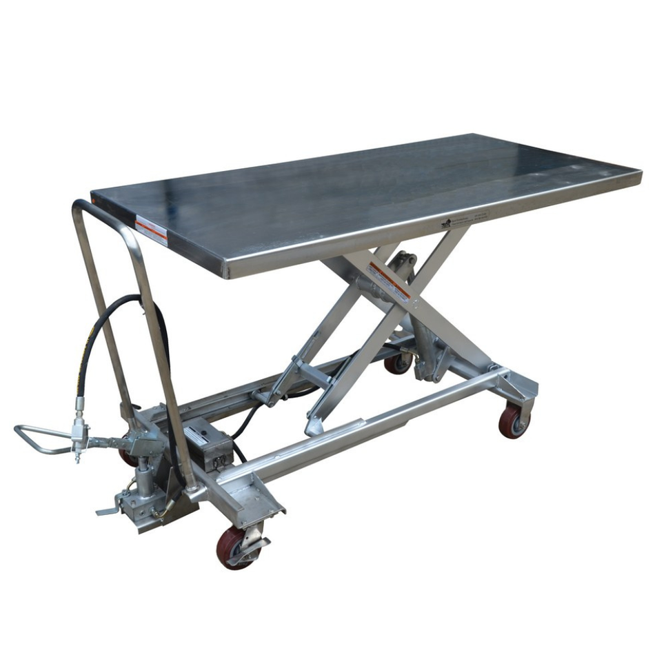 1000 Lb. Partially Stainless Steel Air/Hydraulic Light Duty Scissor Lift Cart – AIR-1000-LD-PSS – Vestil