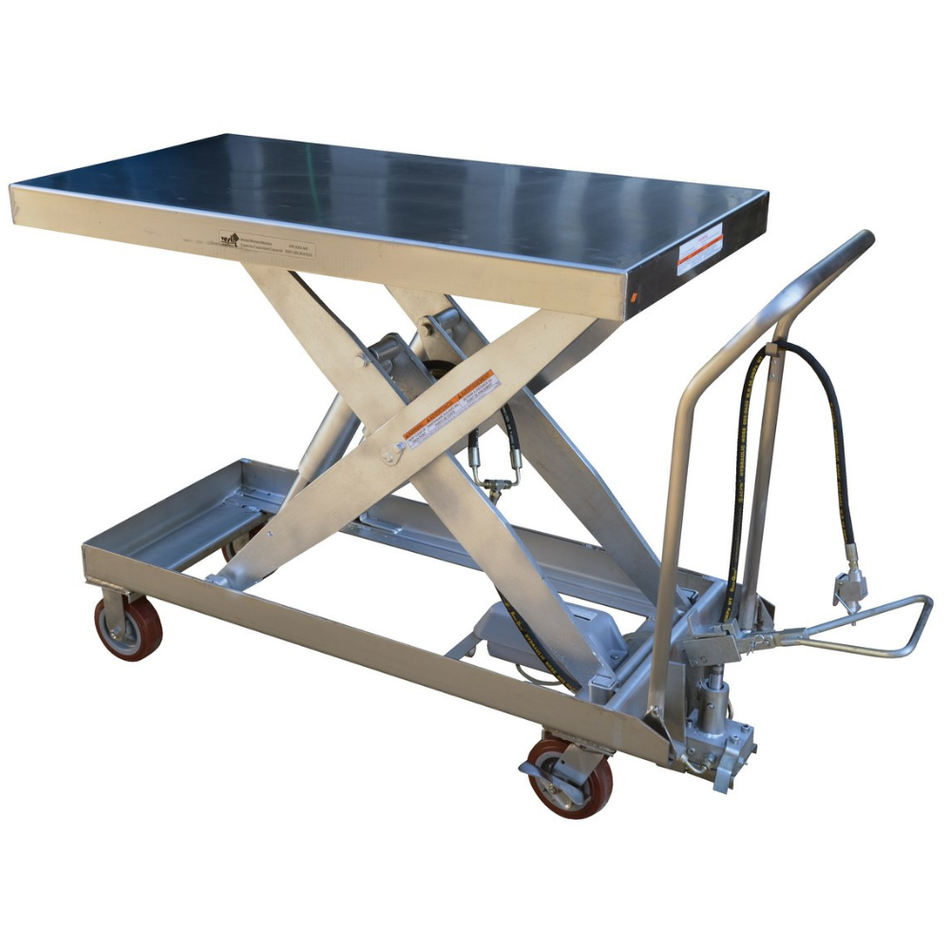 2000 Lb. Partially Stainless Steel Air/Hydraulic Scissor Lift Cart – AIR-2000-PSS – Vestil