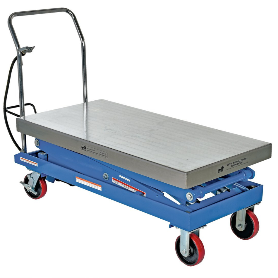 1,500 Lb. Carbon Steel Air/Hydraulic Scissor Lift Cart – AIR-1500-D – Vestil