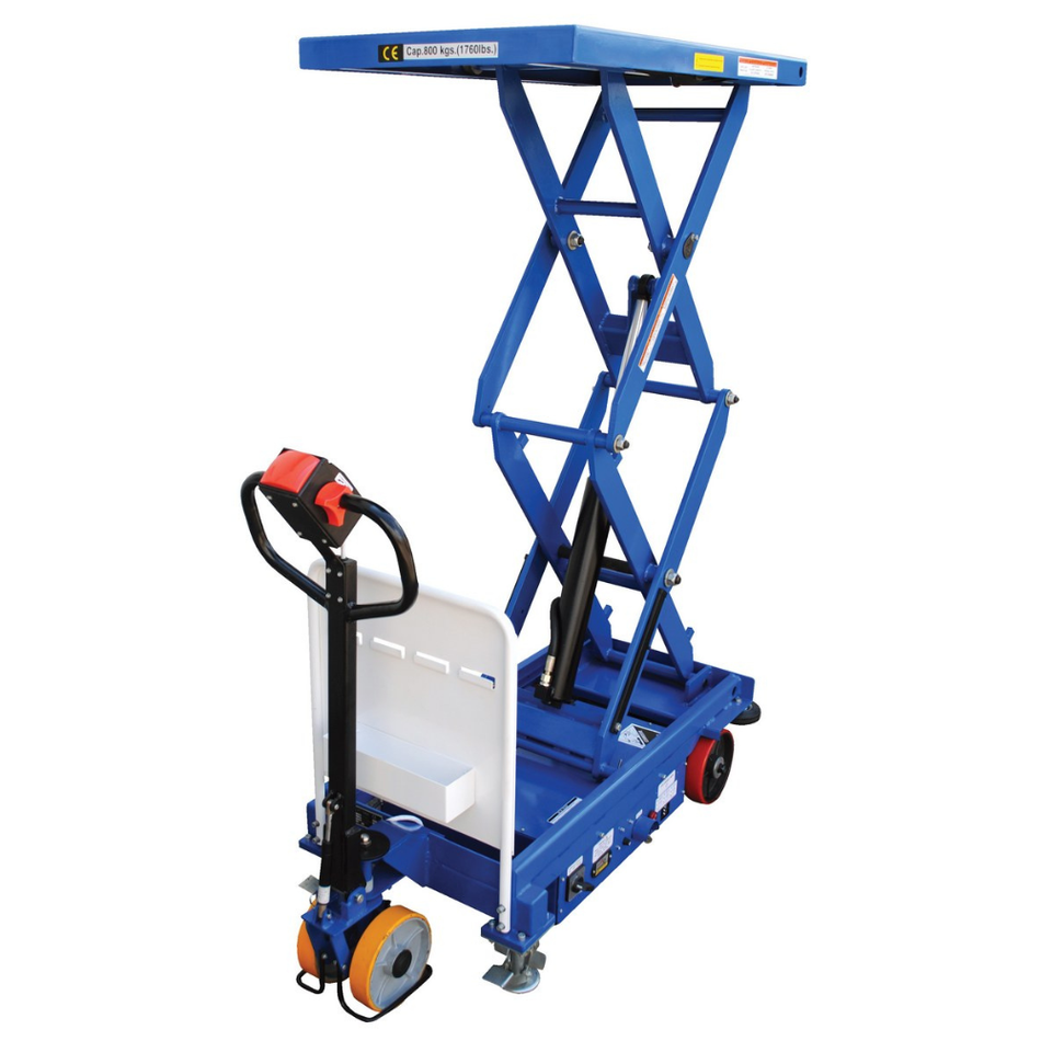 1000 Lb. Steel Double Powered Drive and Powered Lift Hydraulic Double Scissor Cart – CART-1000D-DC-CTD – Vestil