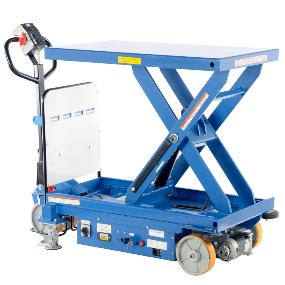1000 Lb. Steel Powered Drive & Powered Lift Hydraulic Single Scissor Cart – CART-1000-DC-CTD – Vestil