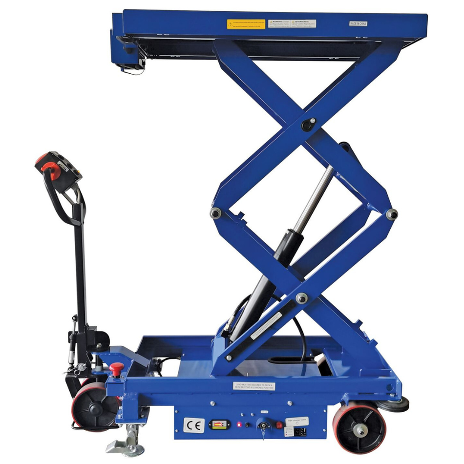 Steel Hydraulic Double Scissor Cart DC Powered With Scale – CART-1500D-DC-CTD-SC – Vestil