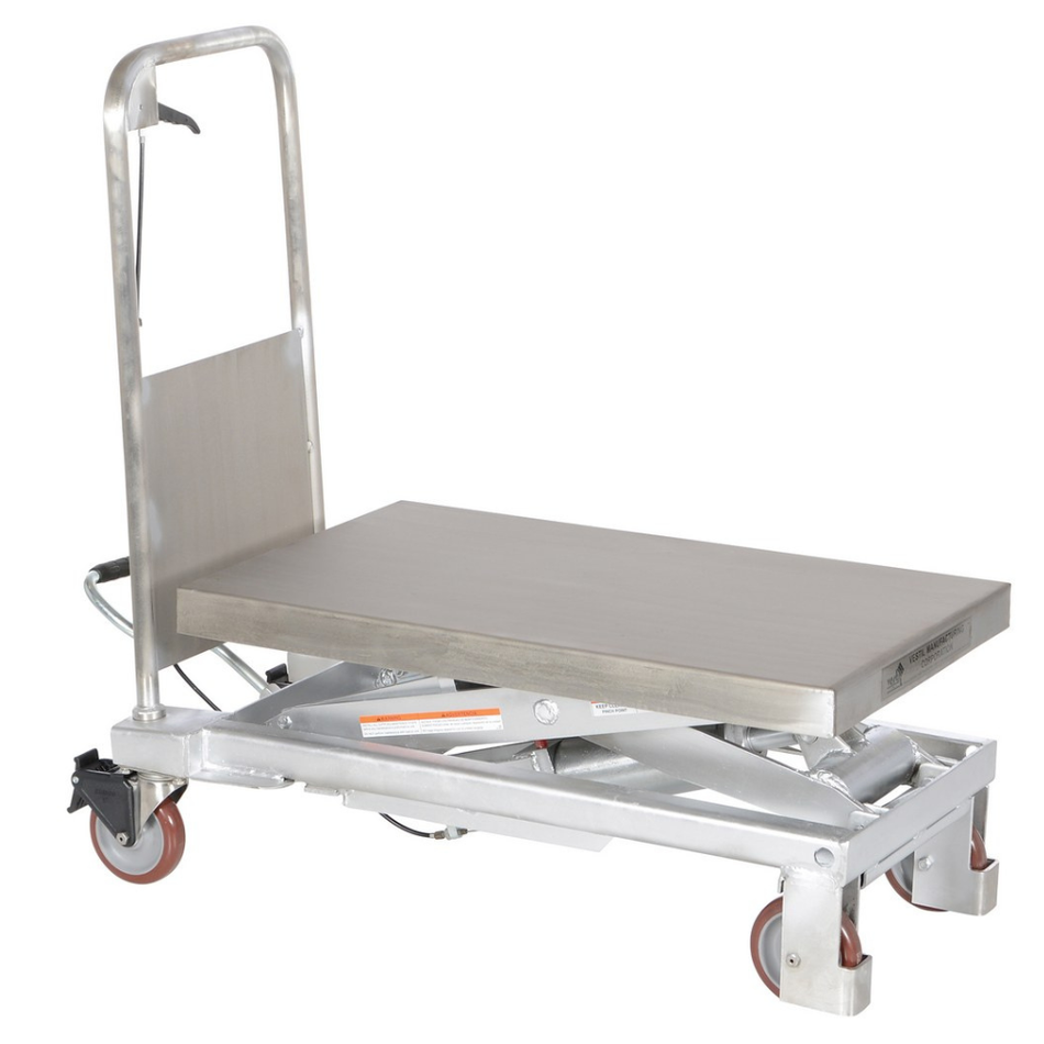 750 Lb. Partially Stainless Steel Hydraulic Elevating Cart – CART-750-PSS – Vestil
