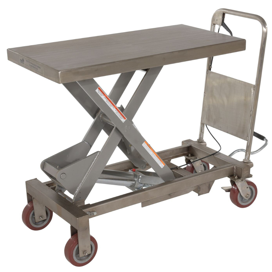 1750 Lb. Partially Stainless Steel  Hydraulic Elevating Cart – CART-1750-PSS – Vestil