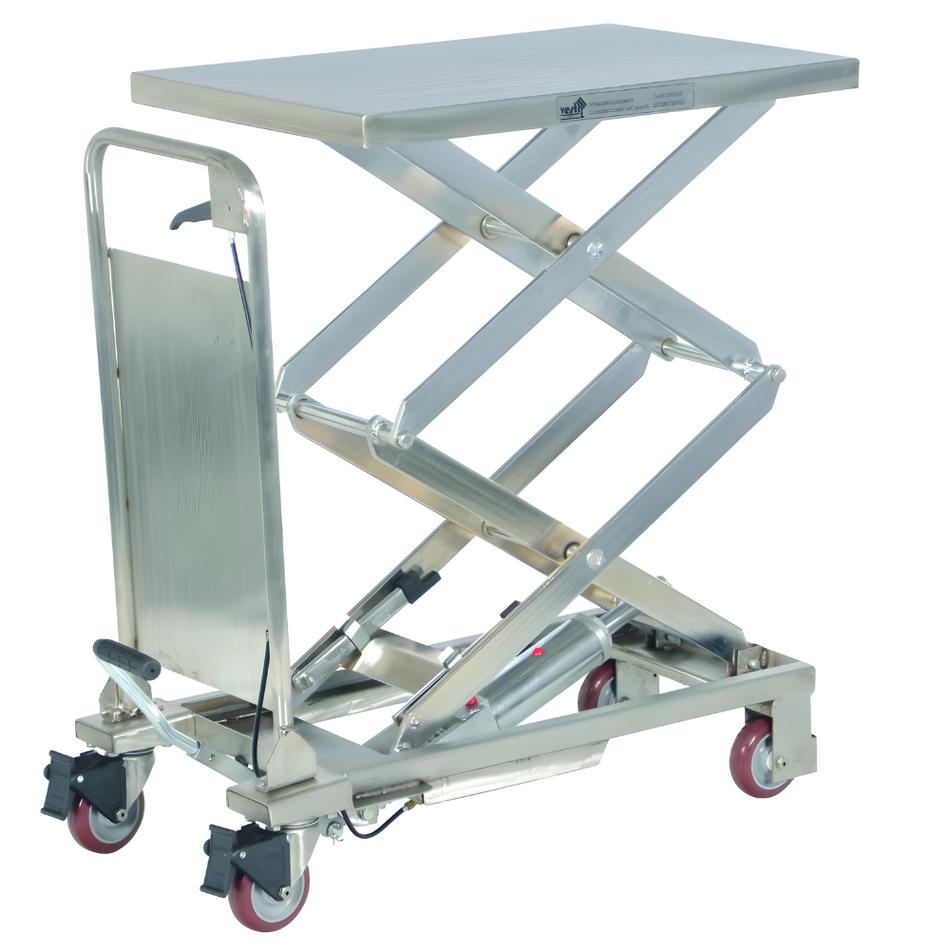 220 Lb. Partially Stainless Steel Double Scissor Steel Cart with Foot Pump – CART-200-D-PSS – Vestil