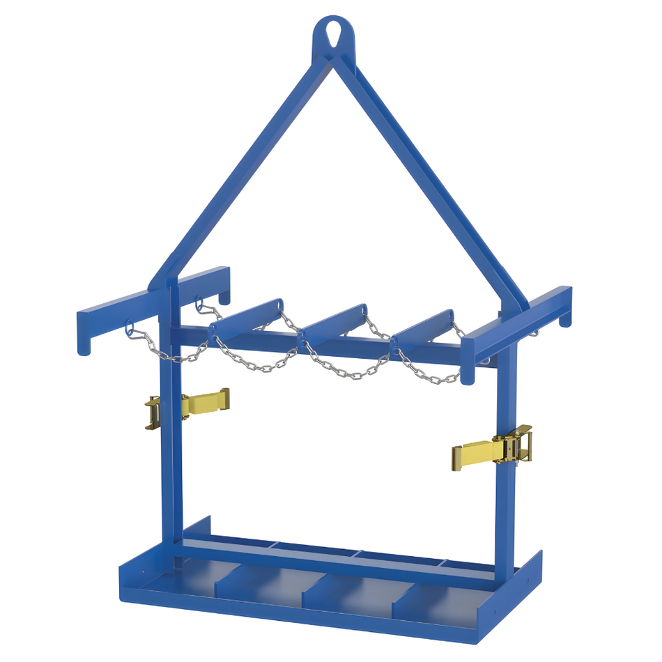 Steel Cylinder Caddy with Overhead Lifting Assembly – 8 Cylinders – 800 Lb. Capacity – CYL-P-8-LUG – Vestil