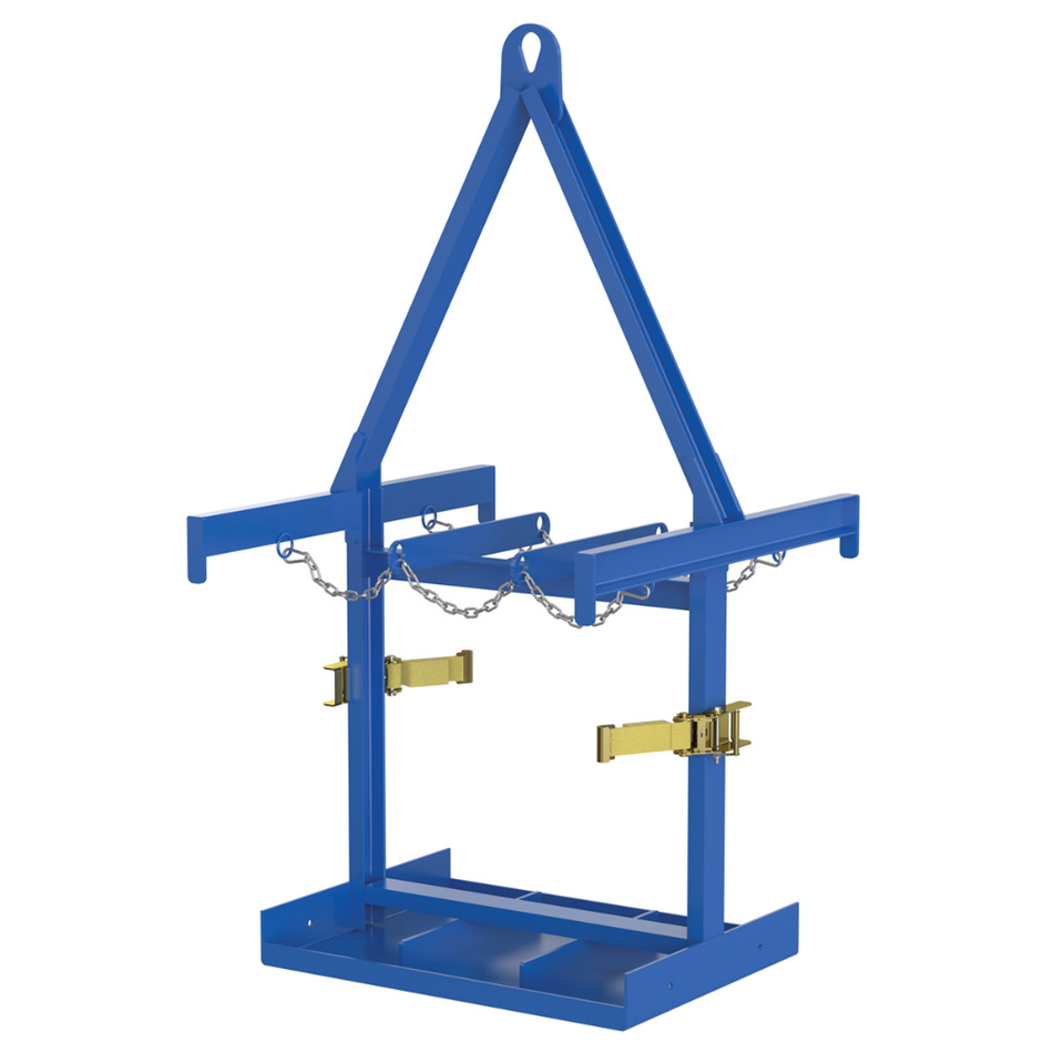 Steel Cylinder Caddy with Overhead Lifting Assembly – 6 Cylinders – 800 Lb. Capacity – CYL-P-6-LUG – Vestil