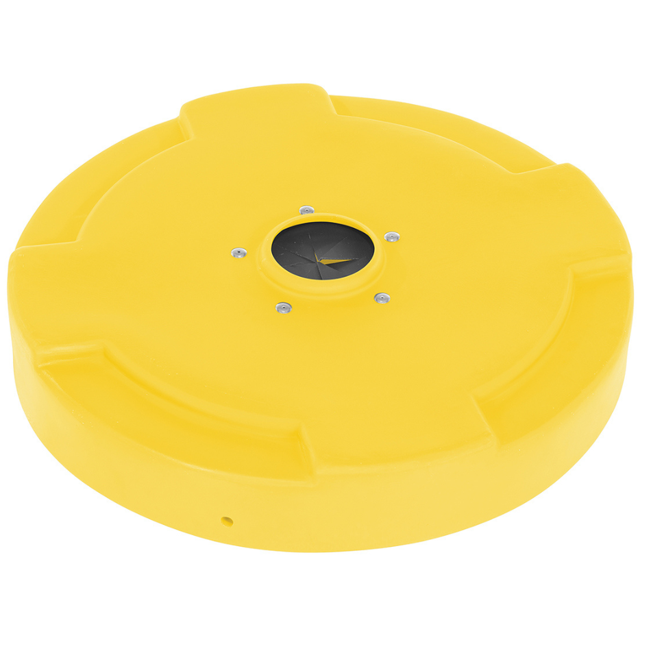 Low Density Polyethylene Drum Recycling Lid with Flaps – 55 Gallon – DC-P-55-CANF-YL – Vestil