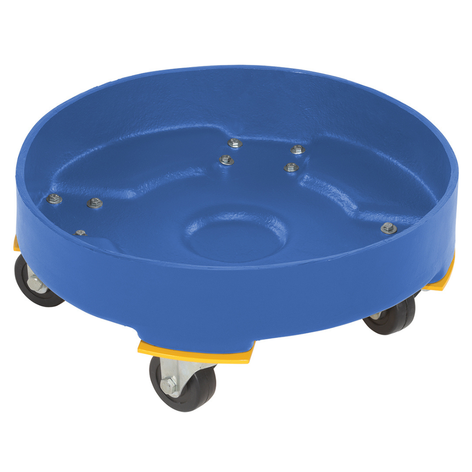 Polyethylene Heavy Duty Drum Dolly – 30 Gallon, 600 Lb. Capacity – DRUM-DP-HD-30-BU – Vestil