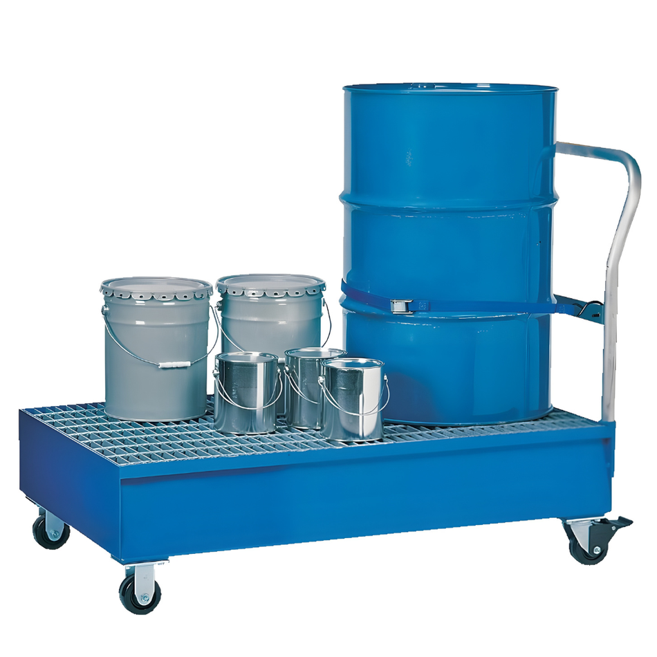 1,200 lb Steel Vertical Spill Pallet with Casters – 2 Drums – SRBC-2 – Vestil