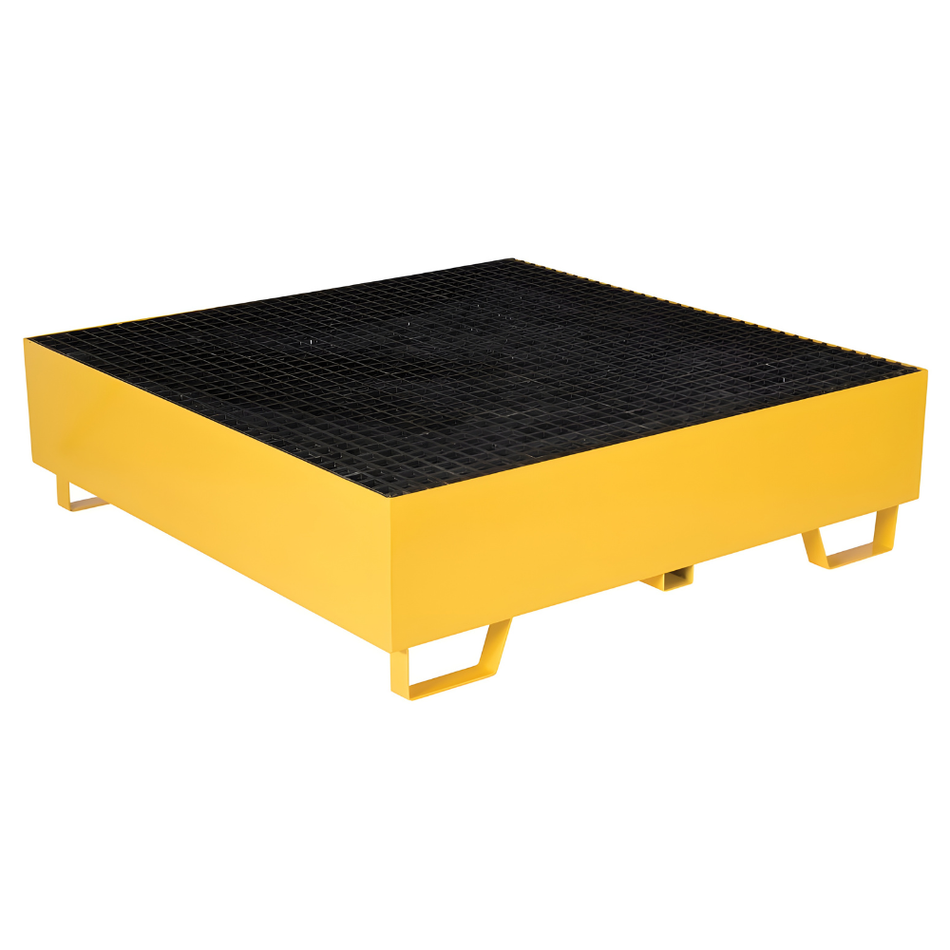 2,400 lb Steel Vertical Drum Retention Basin – 55 Gallon (4 Drums) – VSRB-YL-4 – Vestil