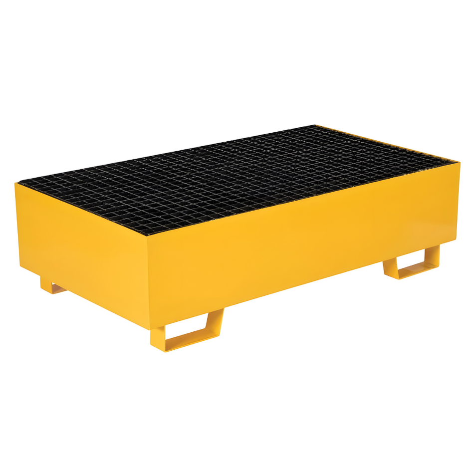 1,200 lb Steel Vertical Drum Retention Basin – 55 Gallon (2 Drums) – VSRB-YL-2 – Vestil
