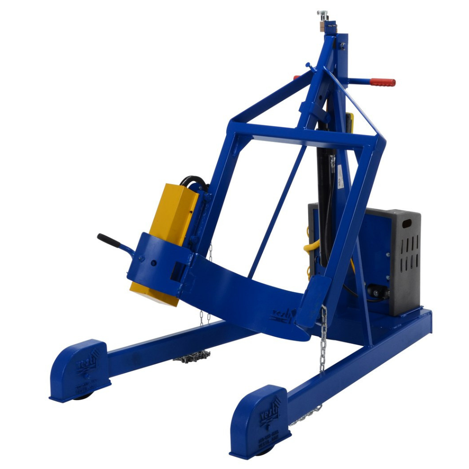 Steel Portable DC Powered Hydraulic Drum Carrier, Rotator & Boom – 80-5/8" Lift Height – 800 Lb. Capacity – HDC-305-84-DC – Vestil