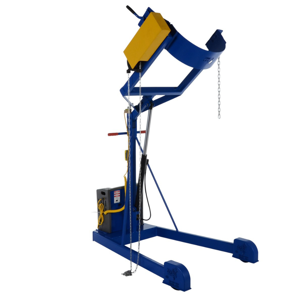 Steel Portable DC Powered Hydraulic Drum Carrier, Rotator & Boom – 71-1/4" Lift Height – 800 Lb. Capacity – HDC-305-72-DC – Vestil