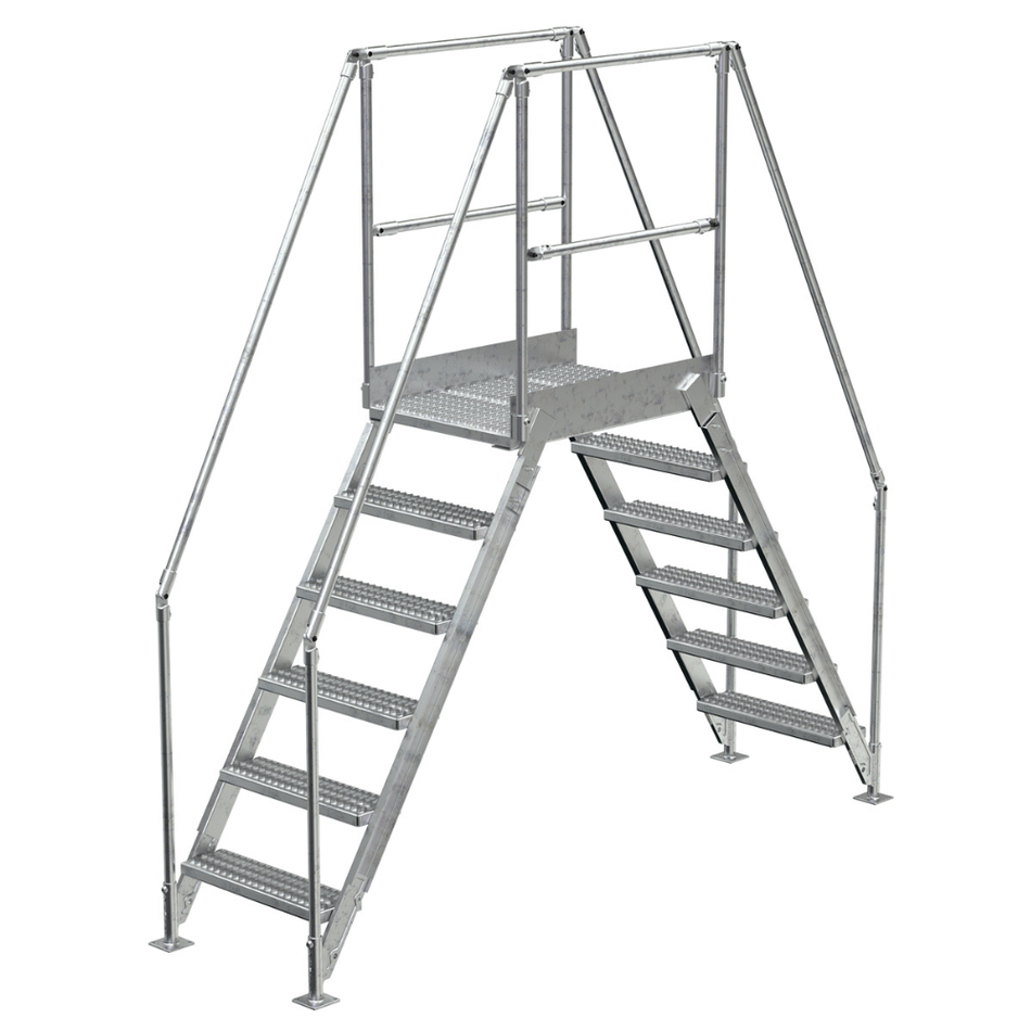 Crossover Ladder - 6 Step, 36" Platform - Aluminum - Vestil