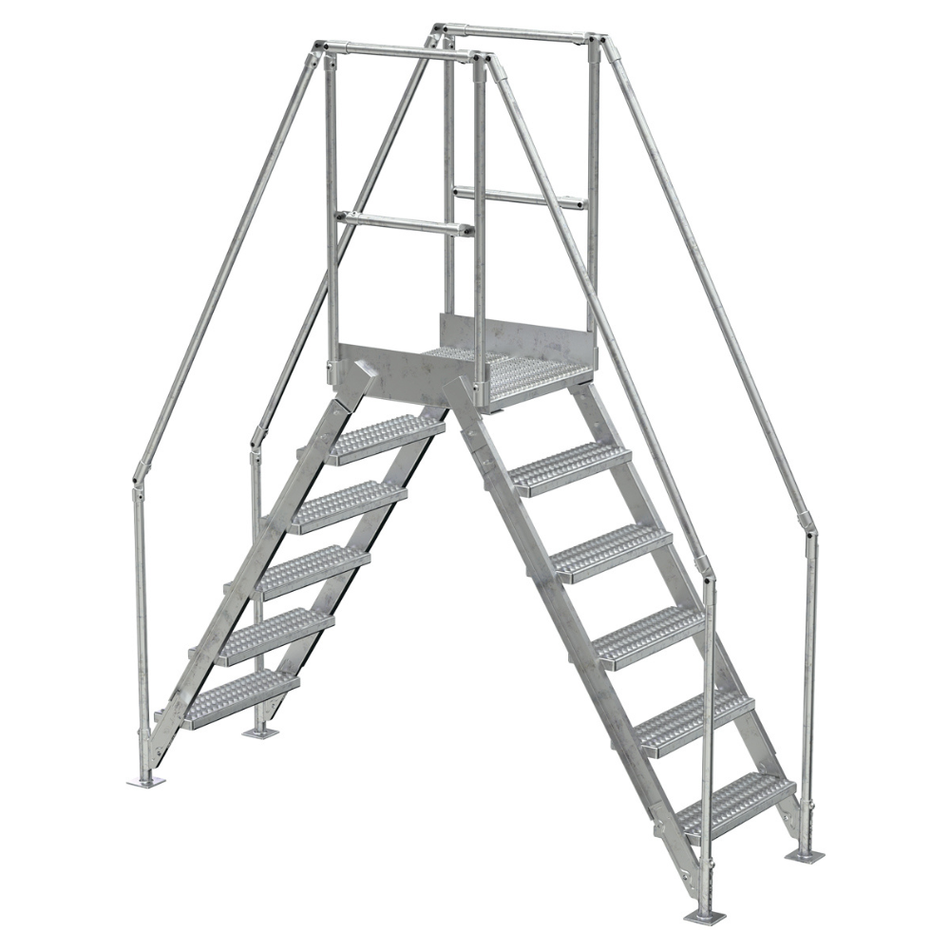 Crossover Ladder - 6 Step, 24" Platform - Aluminum - Vestil