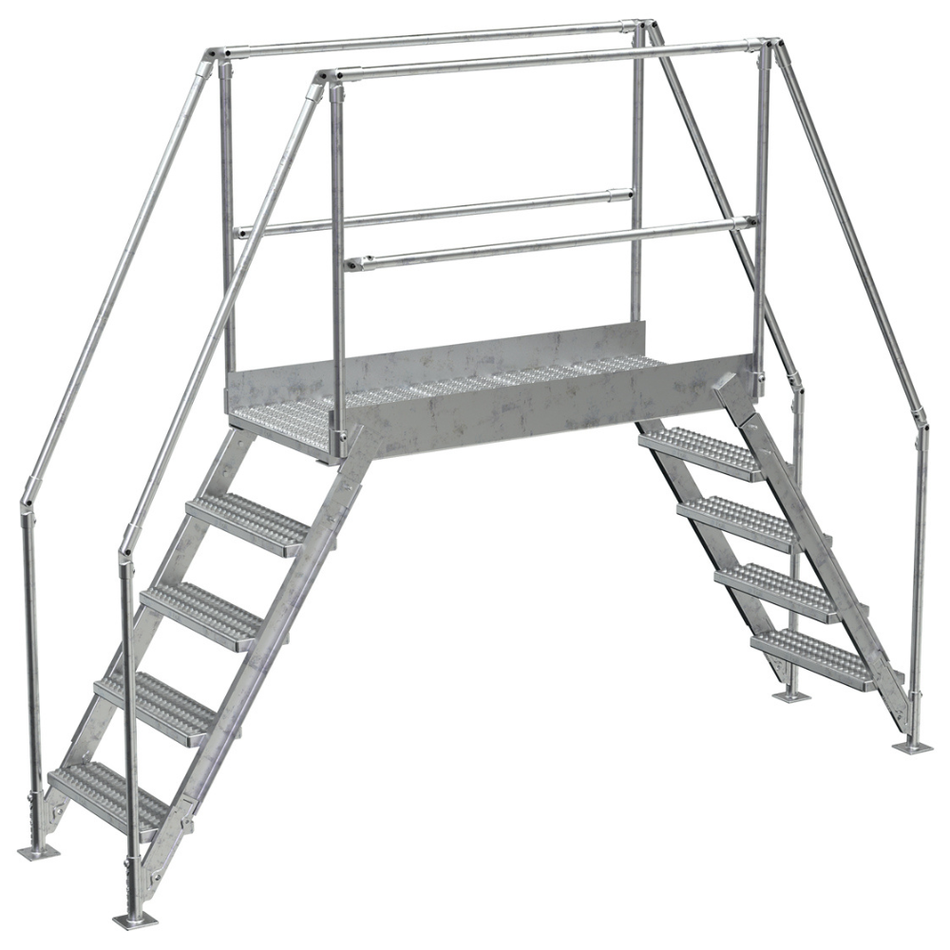 Crossover Ladder - 5 Step, 60" Platform - Aluminum - Vestil