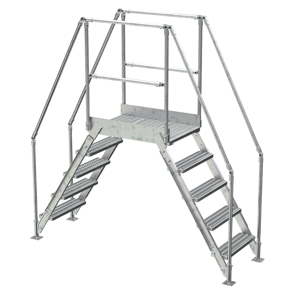 Crossover Ladder - 5 Step, 36" Platform - Aluminum - Vestil
