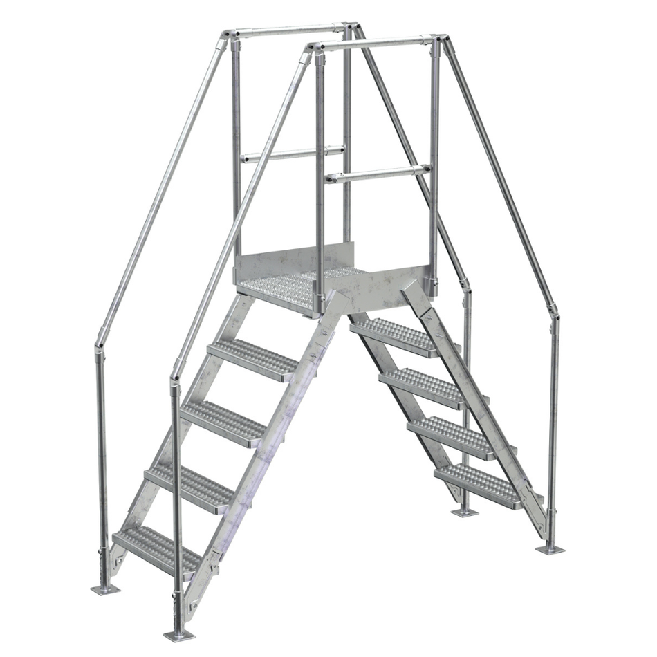 Crossover Ladder - 5 Step, 24" Platform - Aluminum - Vestil