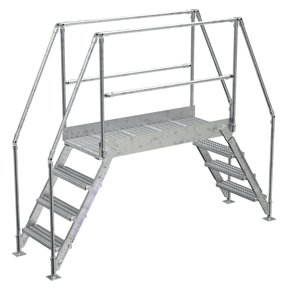 Crossover Ladder - 4 Step, 60" Platform - Aluminum - Vestil