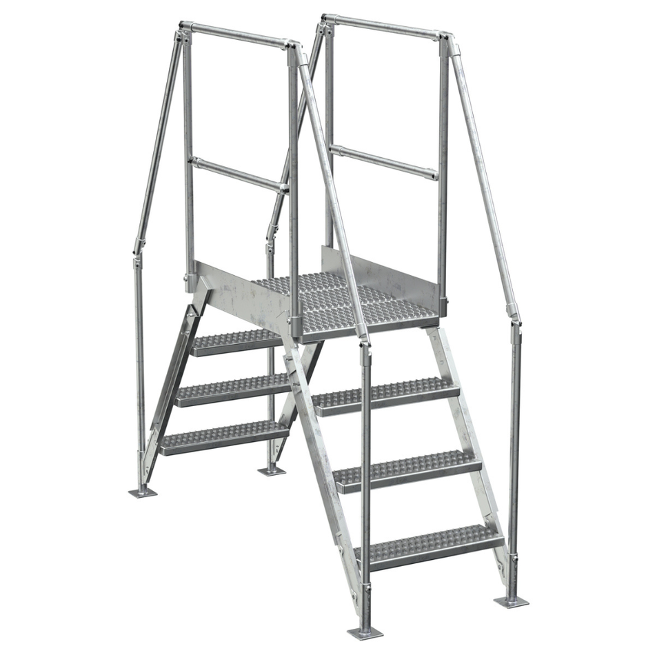 Crossover Ladder - 4 Step, 36" Platform - Aluminum - Vestil