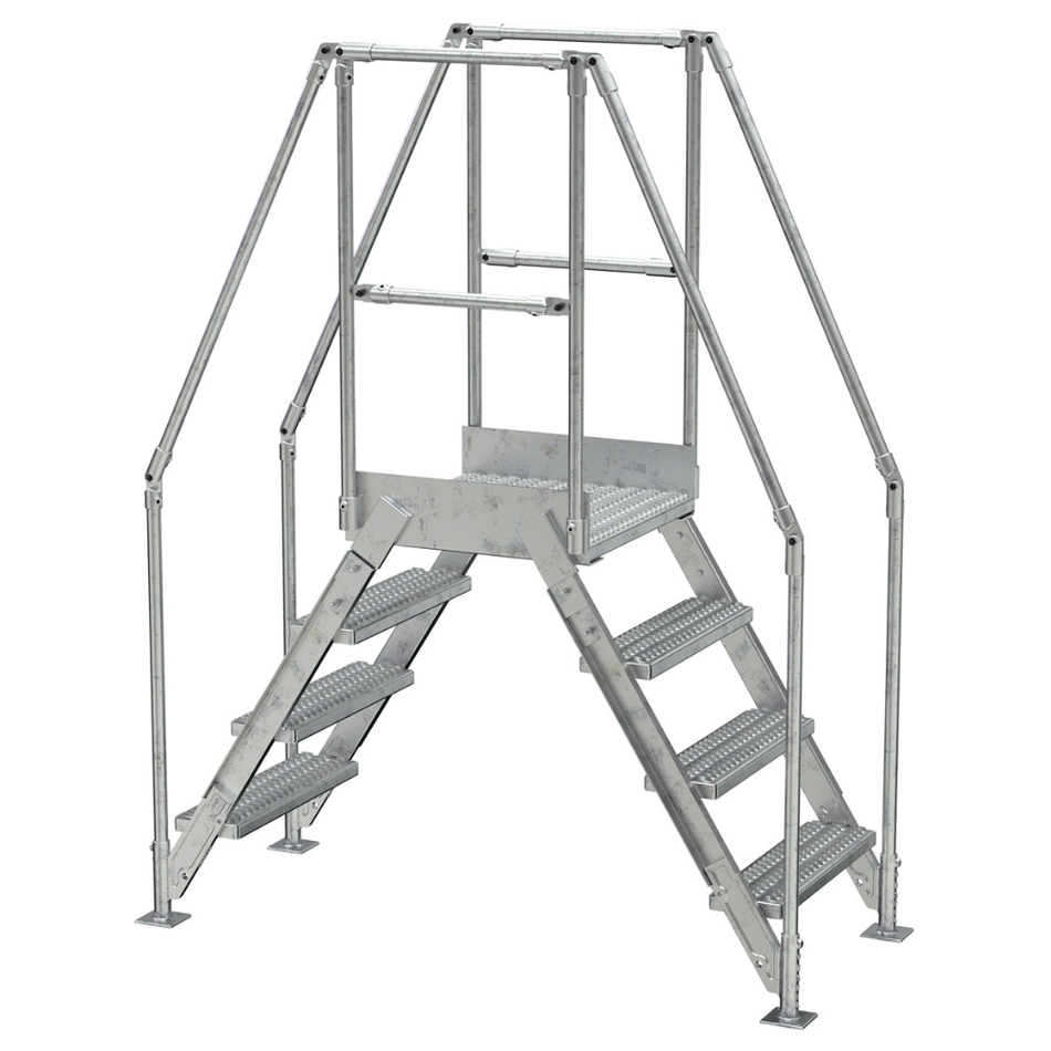 Crossover Ladder - 4 Step, 24" Platform - Aluminum - Vestil