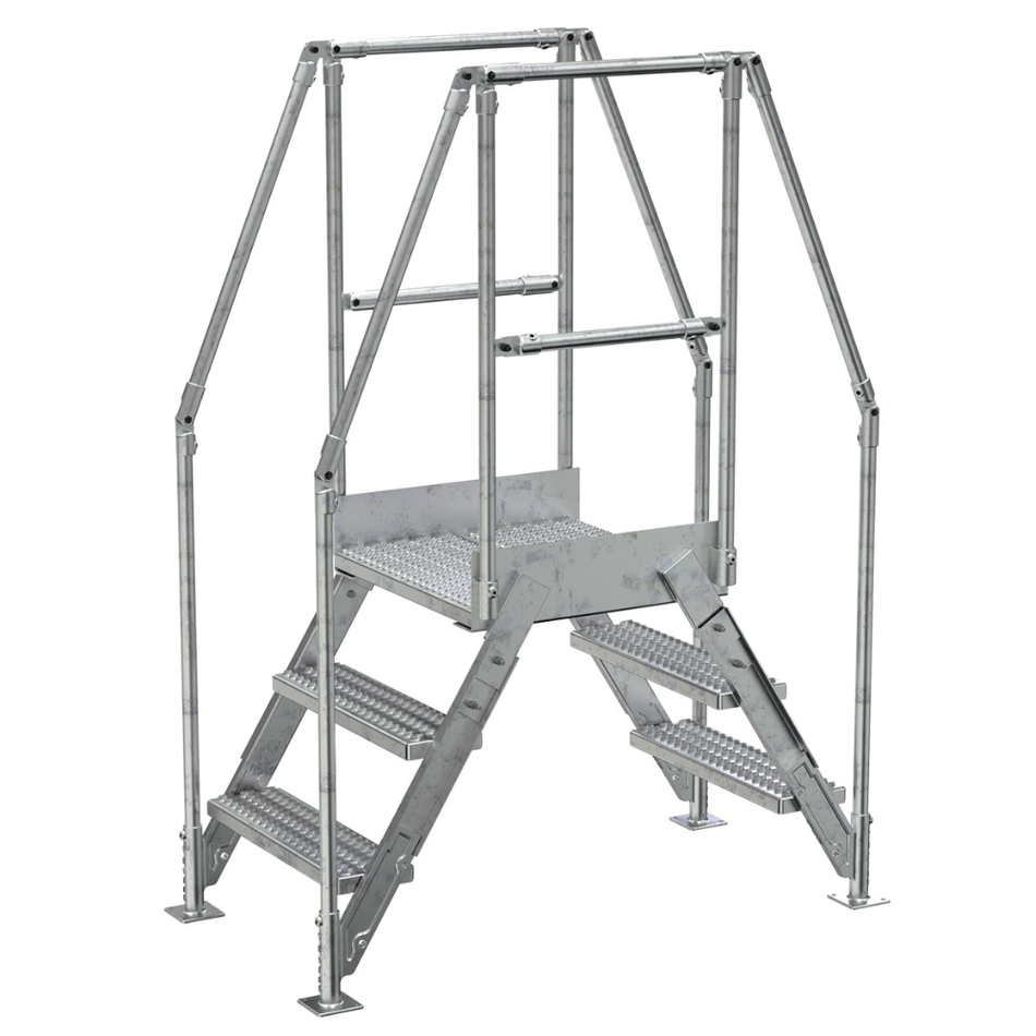 Crossover Ladder - 3 Step, 24" Platform - Aluminum - Vestil