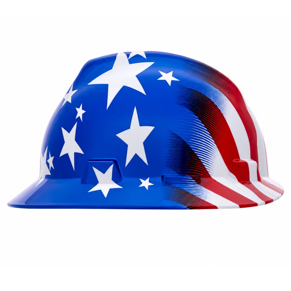 American Freedom Series V-Gard Slotted Full Brim Hard Hat - MSA