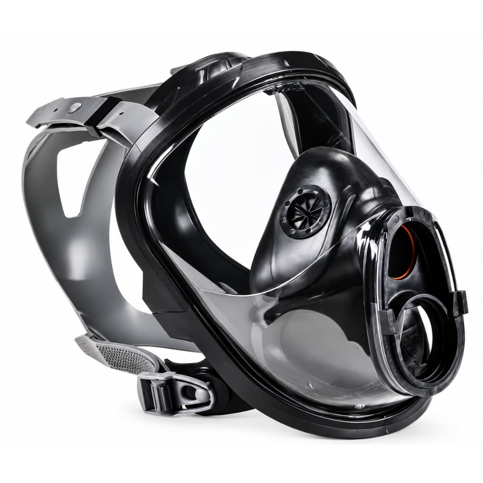 Advantage 4100 Full-Facepiece Respirator, Silicone Nosecup, Rubber Harness with Firehawk PTC Regulator - MSA