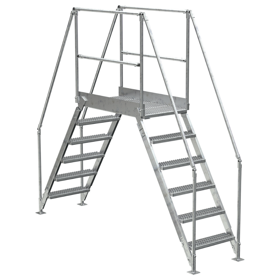Crossover Ladder - 6 Step, 48" Platform - Aluminum - Vestil