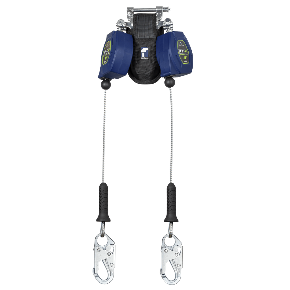 8' FT-X® Cable Class 2 Leading Edge Personal SRL-P, Twin-leg with Steel Snap Hooks with SpeedLink™ – 82808TP1 – FallTech