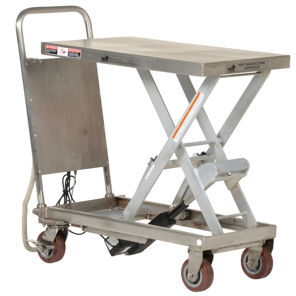 500 Lb. Partially Stainless Steel Linear Actuated Elevating Cart – CART-500-LA-PSS – Vestil