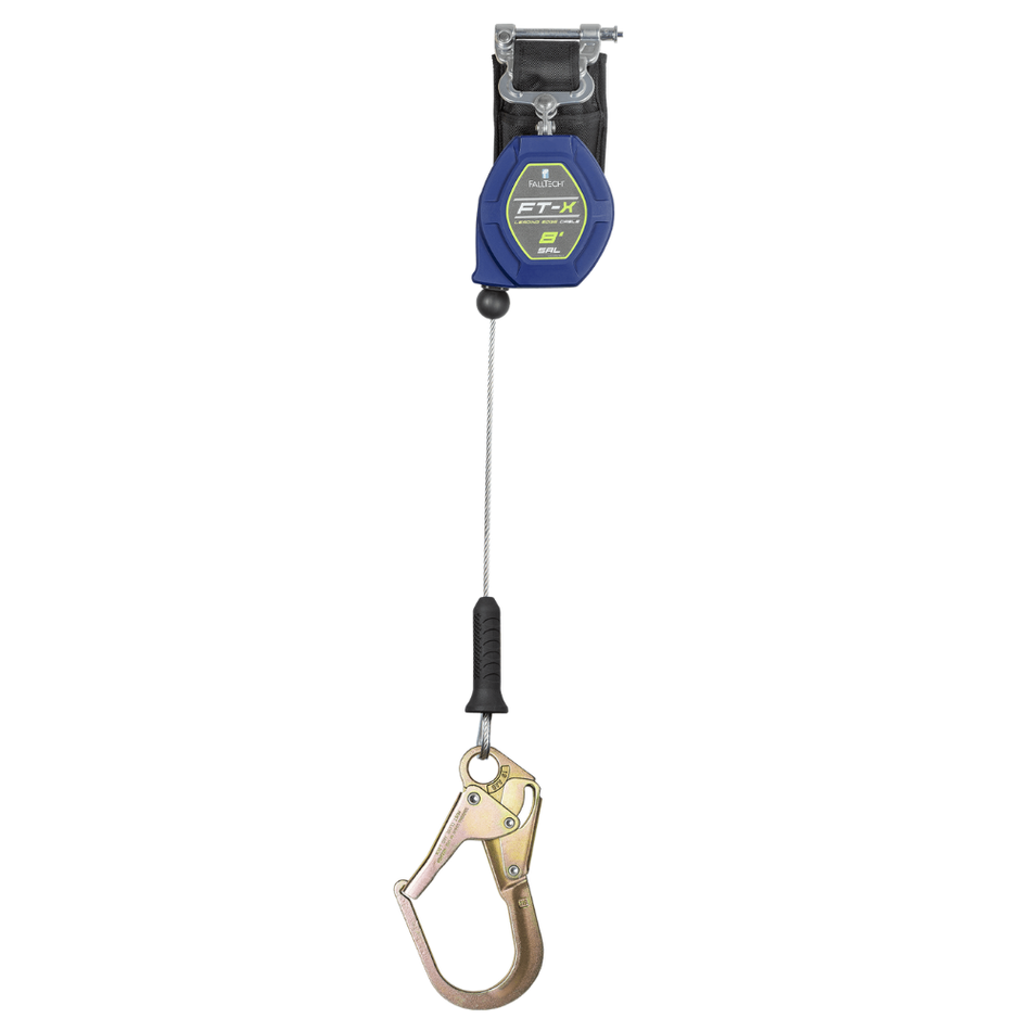 8' FT-X® Cable Class 2 Leading Edge Personal SRL-P, Single-leg with Steel Narrow Nose Rebar Hook – 82808SP3F – FallTech