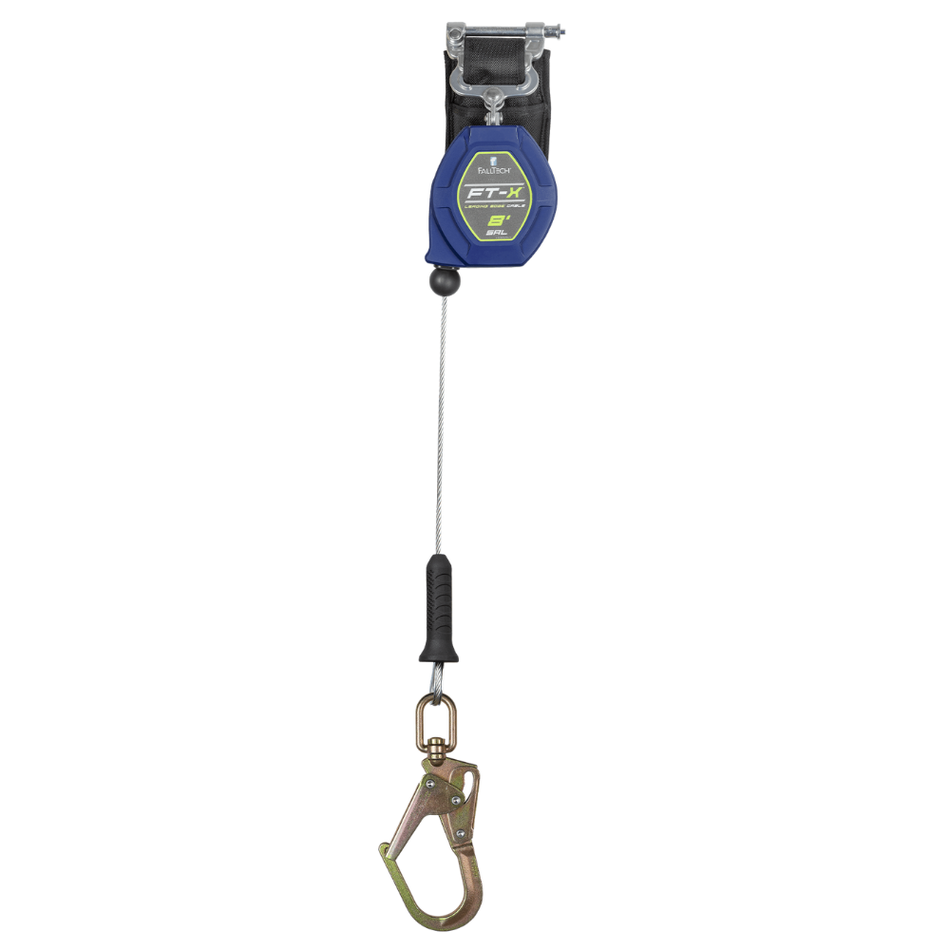 8' FT-X® Cable Class 2 Leading Edge Personal SRL-P, Single-leg with Steel Swivel Mini Rebar Hook – 82808SP0S – FallTech