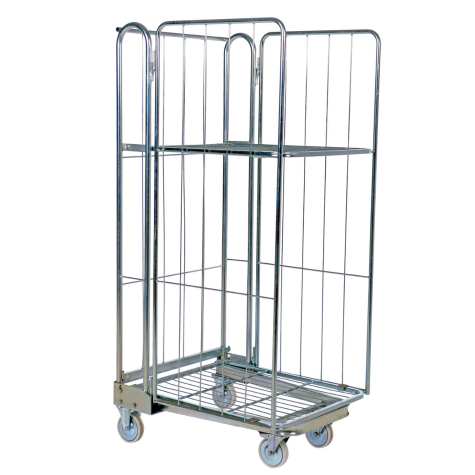 660 Lb. Galvanized Steel Foldable/Nestable Roller Container – ROL-85 – Vestil