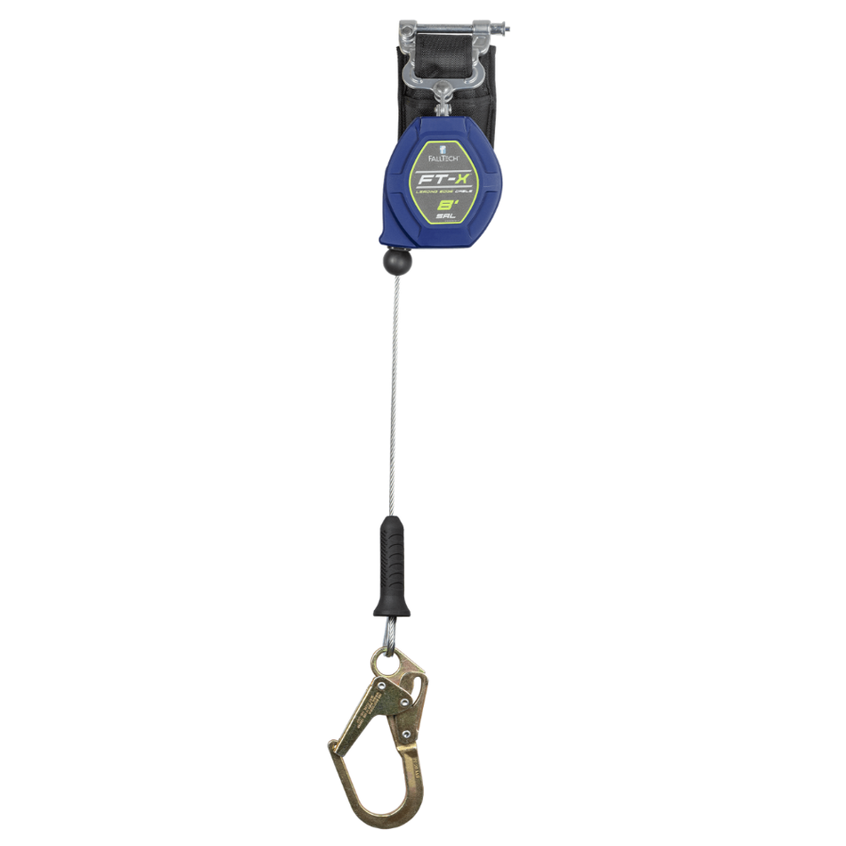 8' FT-X® Cable Class 2 Leading Edge Personal SRL-P, Single-leg with Steel Mini Rebar Hook – 82808SP0 – FallTech