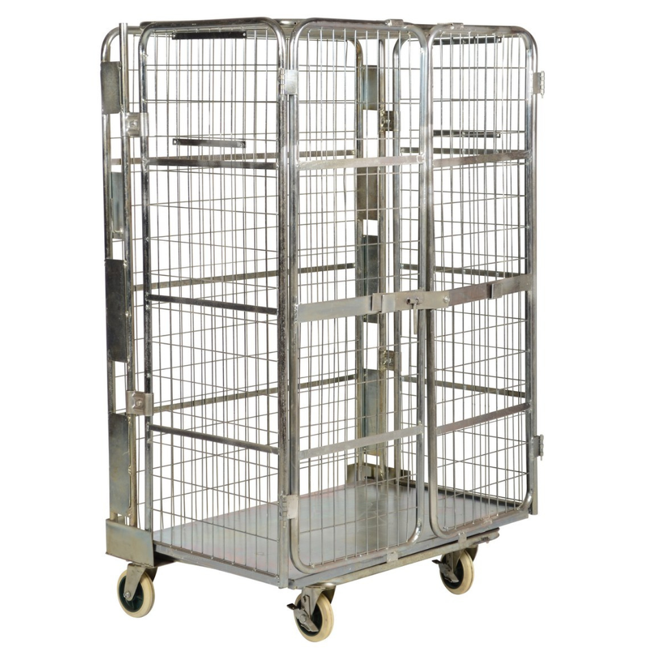 660 Lb. Galvanized Steel Foldable/Nestable Roller Container – ROL-185 – Vestil