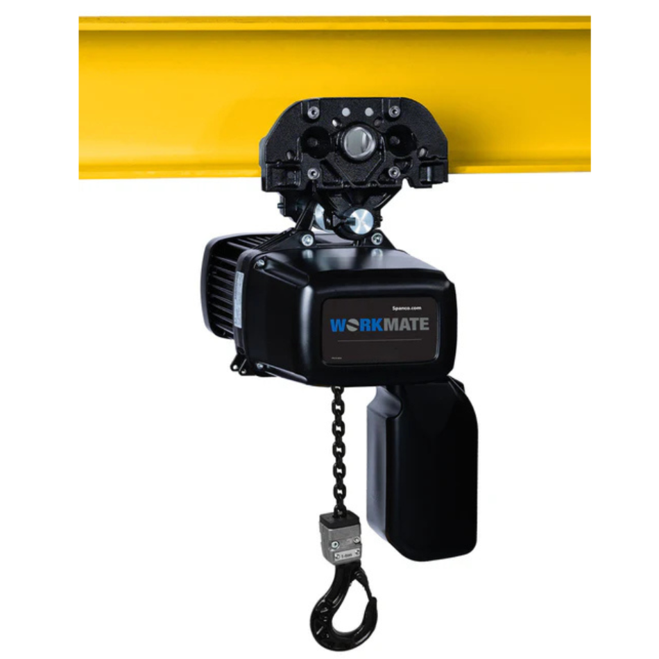 5 ton Electric Chain Hoist - Two Speed 460v Three Phase - Push Trolley - Spanco Workmate